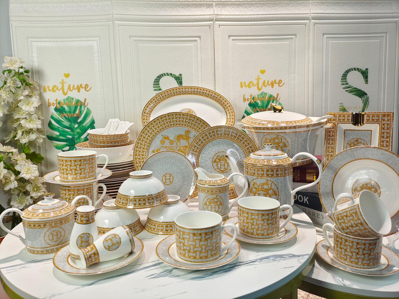 Hermes golden Dinner set of 58 pieces for 6 people